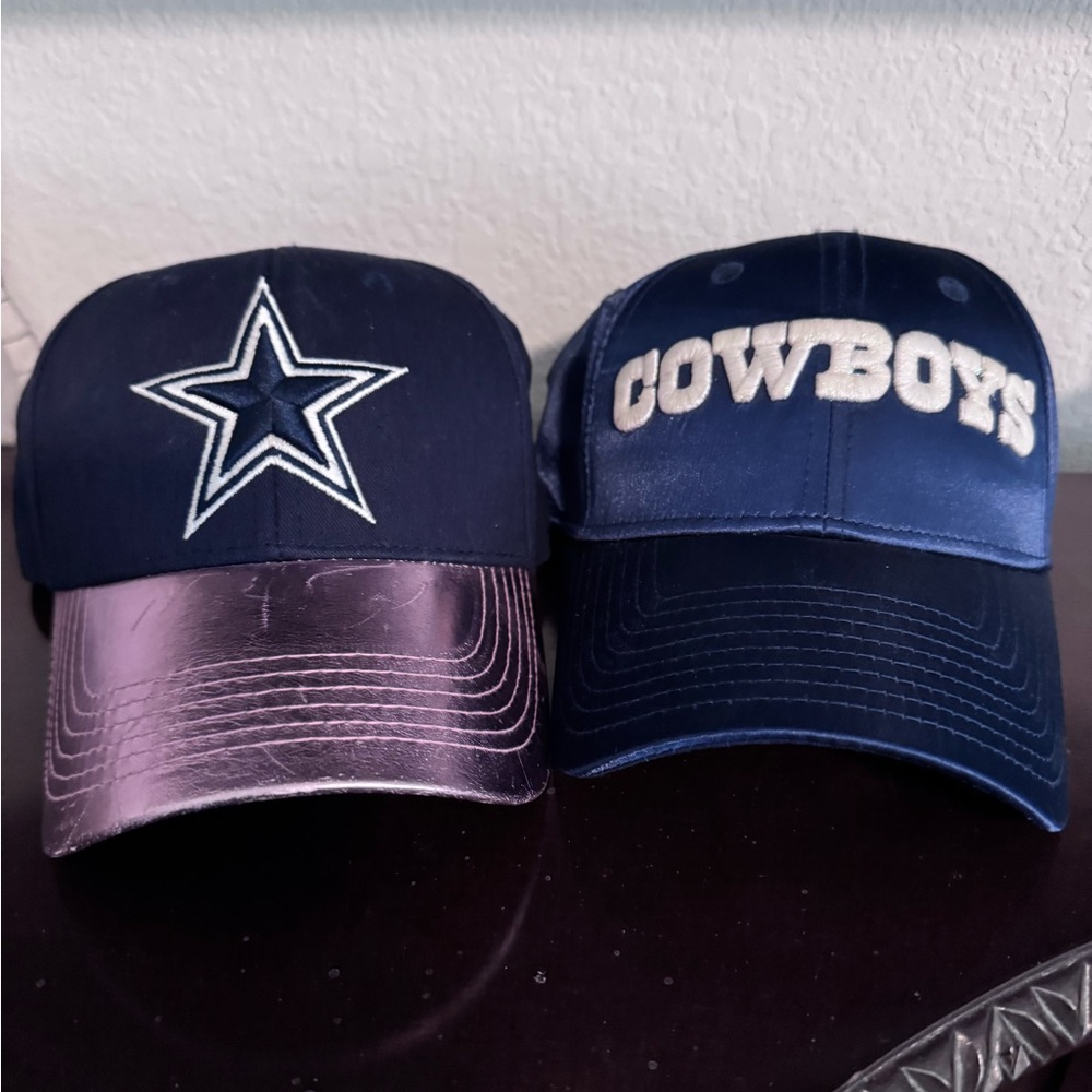 NFL Dallas Cowboys Navy Blue and Silver Caps (Pair)